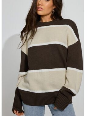 Garage Roxy Long Sleeve Supersoft Striped Crewneck Sweater NWT Size XL